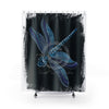 Blue Dragonfly On Black Art Shower Curtain 71 × 74 Home Decor