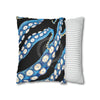 Blue Octopus Kraken Tentacles Ink Black Art Spun Polyester Square Pillow Case Home Decor