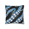 Blue Octopus Kraken Tentacles Ink Black Art Spun Polyester Square Pillow Case Home Decor