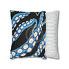 Blue Octopus Kraken Tentacles Ink Black Art Spun Polyester Square Pillow Case Home Decor