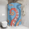 Blue Red Octopus Ocean Modern Funky Bathroom Decor Underwater Sea Creature Theme Coastal Home Gift