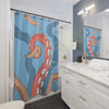 Blue Red Octopus Ocean Modern Funky Bathroom Decor Underwater Sea Creature Theme Coastal Home Gift