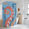 Blue Red Octopus Ocean Modern Funky Bathroom Decor Underwater Sea Creature Theme Coastal Home Gift