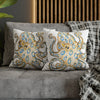 Blue Ring Octopus White Ink Art Spun Polyester Square Pillow Case Home Decor