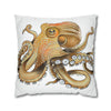 Brown Octopus Art Spun Polyester Square Pillow Case Home Decor