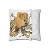 Brown Octopus Art Spun Polyester Square Pillow Case Home Decor