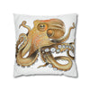 Brown Octopus Art Spun Polyester Square Pillow Case Home Decor