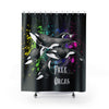 Free Orca Killer Whales! Black Shower Curtain 71X74 Home Decor