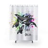 Free Orcas! White Shower Curtain 71X74 Home Decor