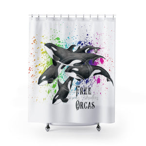 Free Orcas! White Shower Curtain 71X74 Home Decor