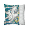 Funky Octopus Kraken Tentacles Ink Art Spun Polyester Square Pillow Case Home Decor