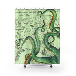 Green Tentacles Ink Art Shower Curtain 71X74 Home Decor