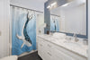 Humpback Whale Tribal Ink Blue Shower Curtain Home Decor