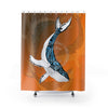 Humpback Whale Tribal Ink Burnt Orange Shower Curtain 71X74 Home Decor