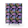 Hydrangea Purple Violet Black Chic Shower Curtain 71X74 Home Decor