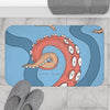 Modern Bold Red Blue Octopus Tentacles Kraken Sea Oceanic Human Made Art Bath Mat Home Decor