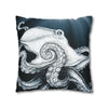 Moonlit Octopus Kraken Art Spun Polyester Square Pillow Case Home Decor