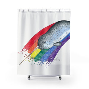 Narwhal Whale Tribal Ink Art Shower Curtain 71 × 74 Home Decor