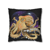 Octopus Cosmic Galaxy Planets Art Spun Polyester Square Pillow Case Home Decor