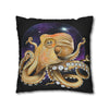 Octopus Cosmic Galaxy Planets Art Spun Polyester Square Pillow Case Home Decor