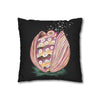 Octopus In The Shell Art Black Spun Polyester Square Pillow Case Home Decor