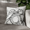 Octopus Kraken Tentacles Black White Ink Art Spun Polyester Square Pillow Case 16 × Home Decor