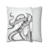 Octopus Kraken Tentacles Black White Ink Art Spun Polyester Square Pillow Case Home Decor