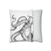 Octopus Kraken Tentacles Black White Ink Art Spun Polyester Square Pillow Case Home Decor