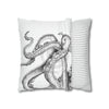 Octopus Kraken Tentacles Black White Ink Art Spun Polyester Square Pillow Case Home Decor