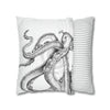 Octopus Kraken Tentacles Black White Ink Art Spun Polyester Square Pillow Case Home Decor