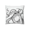 Octopus Kraken Tentacles Black White Ink Art Spun Polyester Square Pillow Case Home Decor