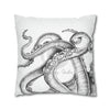 Octopus Kraken Tentacles Black White Ink Art Spun Polyester Square Pillow Case Home Decor