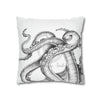 Octopus Kraken Tentacles Black White Ink Art Spun Polyester Square Pillow Case Home Decor