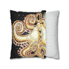 Octopus Kraken Tentacles Ink Coral Black Art Spun Polyester Square Pillow Case Home Decor