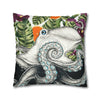 Octopus Kraken Tentacles Ink Exotic Orange Art Spun Polyester Square Pillow Case Home Decor