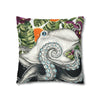 Octopus Kraken Tentacles Ink Exotic Orange Art Spun Polyester Square Pillow Case Home Decor