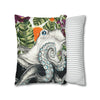 Octopus Kraken Tentacles Ink Exotic Orange Art Spun Polyester Square Pillow Case Home Decor