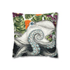 Octopus Kraken Tentacles Ink Exotic Orange Art Spun Polyester Square Pillow Case Home Decor