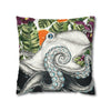 Octopus Kraken Tentacles Ink Exotic Orange Art Spun Polyester Square Pillow Case Home Decor