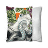 Octopus Kraken Tentacles Ink Exotic Orange Art Spun Polyester Square Pillow Case Home Decor