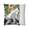 Octopus Kraken Tentacles Ink Exotic Orange Art Spun Polyester Square Pillow Case Home Decor