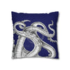 Octopus Kraken Tentacles Navy Blue Ink Art Spun Polyester Square Pillow Case Home Decor