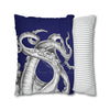 Octopus Kraken Tentacles Navy Blue Ink Art Spun Polyester Square Pillow Case Home Decor