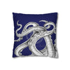 Octopus Kraken Tentacles Navy Blue Ink Art Spun Polyester Square Pillow Case Home Decor