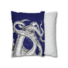 Octopus Kraken Tentacles Navy Blue Ink Art Spun Polyester Square Pillow Case Home Decor