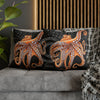 Octopus Orange Red Bubbles Dance Black Art Spun Polyester Square Pillow Case Home Decor