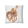 Octopus Orange Red Dance Bubbles Art Spun Polyester Square Pillow Case Home Decor