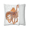 Octopus Orange Red Dance Bubbles Art Spun Polyester Square Pillow Case Home Decor