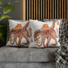 Octopus Orange Red Dance Bubbles Art Spun Polyester Square Pillow Case Home Decor