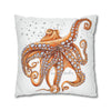 Octopus Orange Red Dance Bubbles Art Spun Polyester Square Pillow Case Home Decor